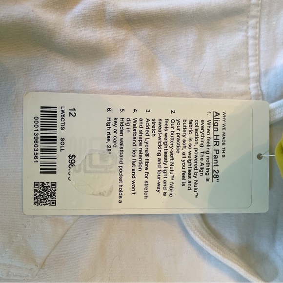 Lululemon yellow Align High Rise Leggings 28” inseam NWT 12 - Picture 9 of 10